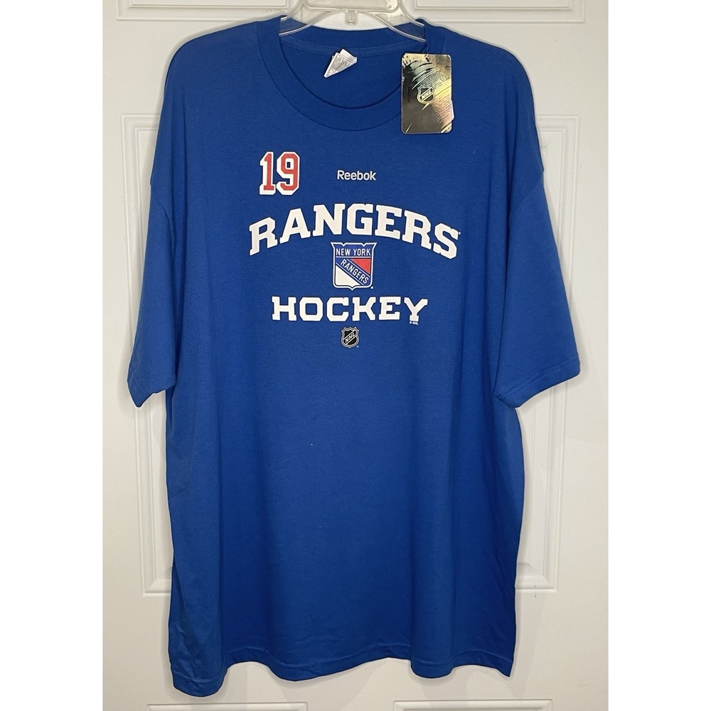 Reebok NHL T Shirt New York Rangers 19 Brad Richards Blue Stanley Cup 2014 2XL